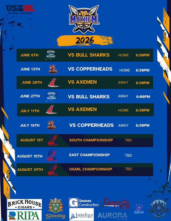 Mayhem schedule 2026